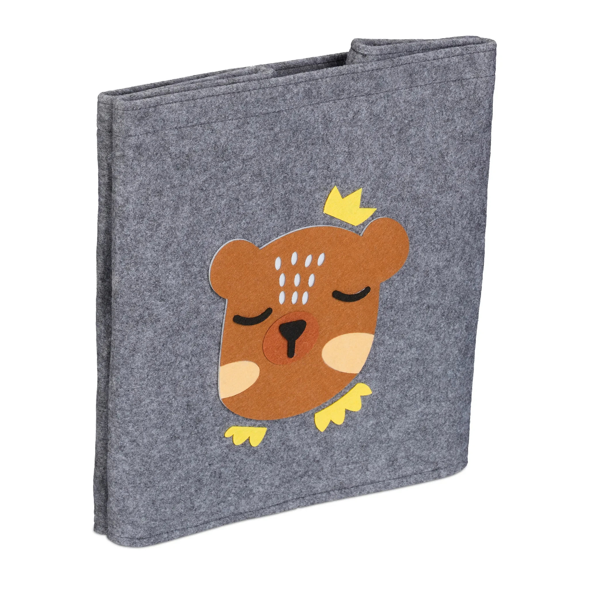 Aufbewahrungsbox für Kinder – Filzkorb im Tierdesign, grau, ca. 33 × 33 × 33 cm